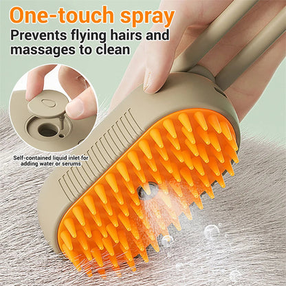 3-in-1 Steam Grooming Brush for Cats & Dogs